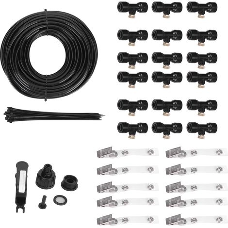 Kit irrigation jardin 19m, arrosage brumisation avec tête laiton basse pression, refroidissement et humidification (1/5)