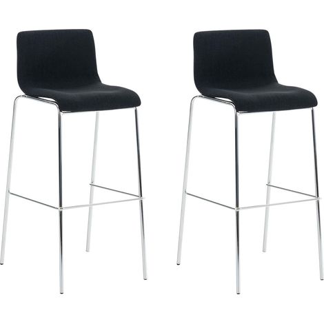Lot de 2 Tabourets de bar Hover enTissu Pieds Métal Noir Chrome (1/5)
