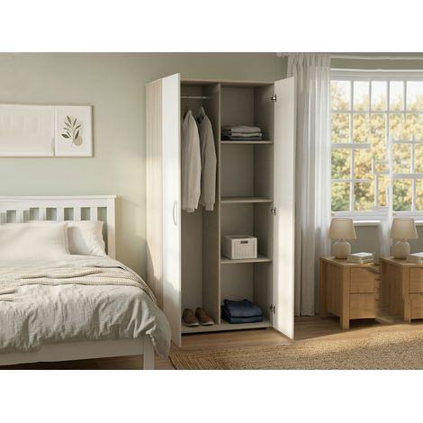 Dmora - Guardaroba 2 ante Ockhi, Mobile camera da letto, Cabina armadio portabiti, Armadio appendiabiti, 79x52 h166 cm, Rovere e Bianco opaco (1/5)