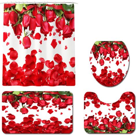 【Juego de ducha】Poliéster – Cortina de ducha (180 x 180 cm) y funda para el asiento del inodoro (37 x 42 cm) – Colores brillantes y duraderos (1/5)