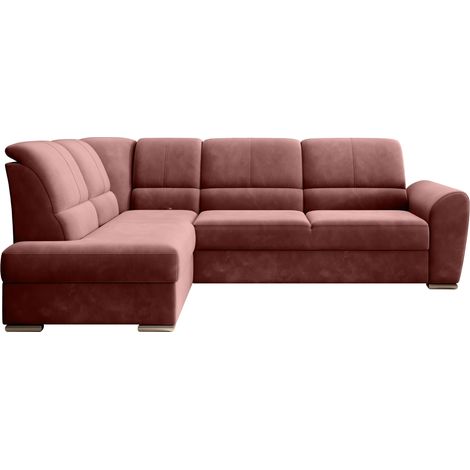 Canapé angle gauche convertible tissu rouille et pieds acier chromé Zabor 270cm (1/5)
