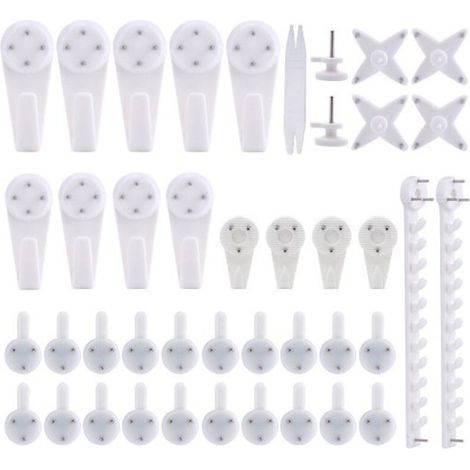 SABIR 42pcs Accroche Tableau Sans Percer Blanc Fixation Murale Sans Percer Crochet en Plastique pour Accroche Cadre Crochet Tableau Cadre Photo Chapeau (1/5)