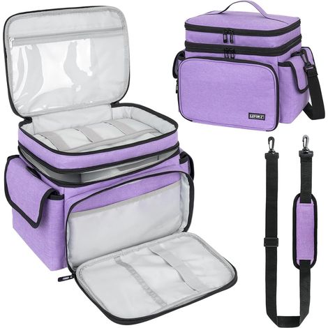 Boite Couture,Sac de Rangement Couture Double Couche,Grande Organisateur de Fournitures de Couture,Boîte à Couture de Voyage Portable,Panier de Couture pour Outils de Couture,Violet(Sac Uniquement) (1/5)
