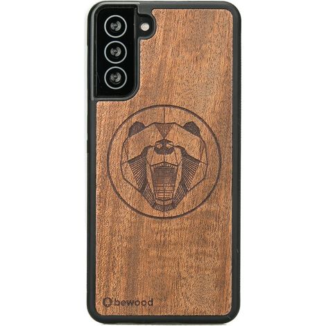 Holzhülle für Samsung Galaxy S21 Plus Merbau Bär (1/3)