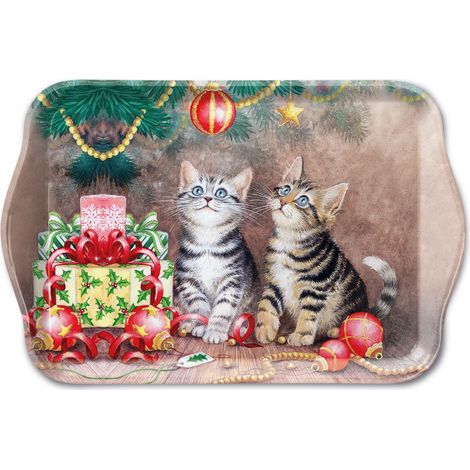 Mini plateau vide poche rectangulaire Chatons Noël