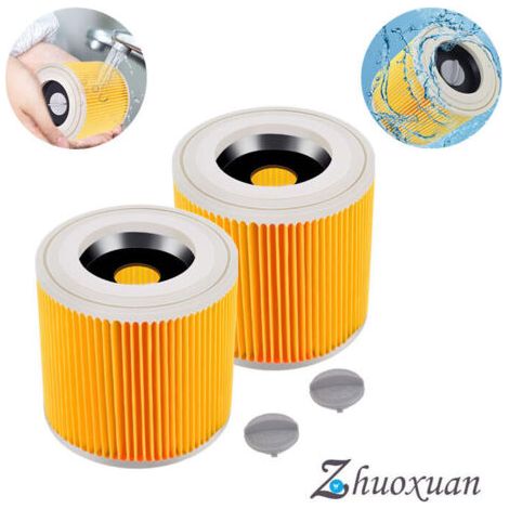 Paquete de 2 filtros de cartucho para Krcher WD3 Premium, WD2, WD3, WD3P, MV2, MV3 - Filtro WD3 - Filtro de repuesto para aspiradora Krcher 6.414-552.0/64145520 Cisea (1/5)