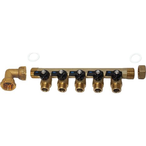 Pack collecteur sanitaire eau-froide ou eau-chaude ou chauffage 3/4'' (20/27) 5 départs mâle 1/2'' (15/21) - Arcanaute (1/4)