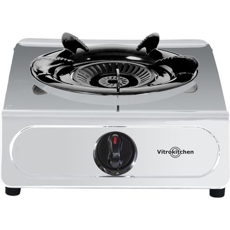 Hornillo de Gas Vitrokitchen 160IB, 1 Fuego, Acero Inox, Seguridad Termopar (1/4)