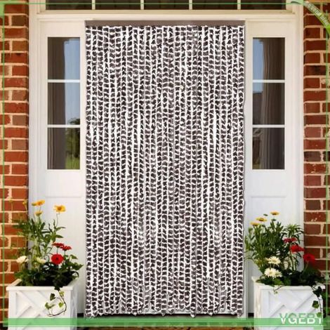 4004889 Rideau anti-mouches marron et blanc 118x220 cm chenille (1/5)