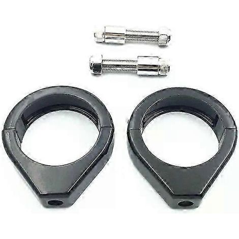 Satz mit 2 49-mm-Motorradblinkerhalterungen, versetzte Klemmbefestigung für die Vordergabel, Chrom/Schwarz, kompatibel mit Harley Dyna, Softai und FXDB XL.