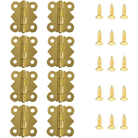 Charnière pour meuble,50 Pièces Charnières Mini Papillon Charnières Laiton Rétro avec 200 pièces Vis de remplacement (20x 17mm) (1/4)