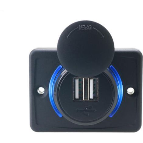 XEPHO Prise USB Voiture 12V Encastrable, Chargeur USB Voiture, Double Prise USB de Chargeur Adaptateur 2 Ports, USB 3.1A 12V LED Panneau de Chargement étanche