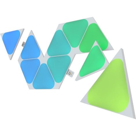 Nanoleaf Shapes Mini Triangle Expansion Pack, 10 Mini Triangoli LED Aggiuntivi RGBW - Applique da Parete Interno Modulari, Luci Led 16M Colori WiFi, Funziona con Alexa, Sincronia Musica e Monitor (1/4)