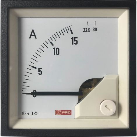 Ampèremètre analogique de panneau V c.a. RS PRO, Echelle 30 (Input)A, 72mm x 72mm ( Prix pour 1 ) (1/3)