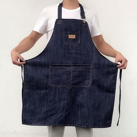 Tablier De Cuisine - 84x68cm - Antifouling - Denim Bleu Marine - 1 Pièce (1/4)