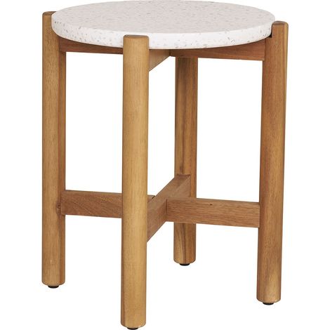 Terracina table d'appoint Ø37cm naturel, blanche. (1/5)