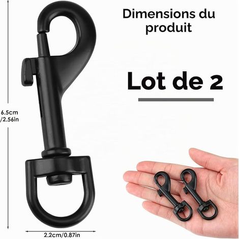 Mousquetons Pivotants pour Chiens, Mousqueton pour Laisse de Chien en Alliage de Zinc, Crochets avec Emerillon pour Laisse de Chien pour Animal Domestique Chaînes, Porte-Clé, Sac à Dos (Noir) (1/3)