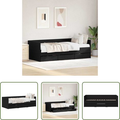 Tagesbett Schwarz - Tagesbett Schwarz Eichen-Optik 90 x 200 cm Holzwerkstoff (1/5)