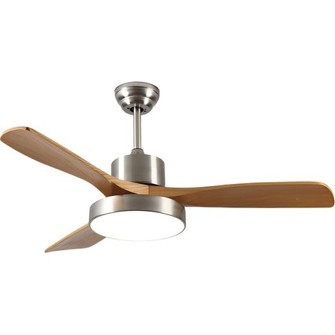 36 in Ventilateur de Plafond en Bois avec éclairage Intelligent Moderne, 6 Vitesses, Silencieux et Discret, avec télécommande,Silver(2) (1/5)