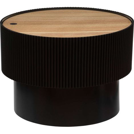 Atmosphera – Table basse coffre en bois – Forme originale – Plateau relevable avec espace de rangement – Diamètre 55 cm – Hauteur 38 cm – Poids 6,3 kg (1/4)