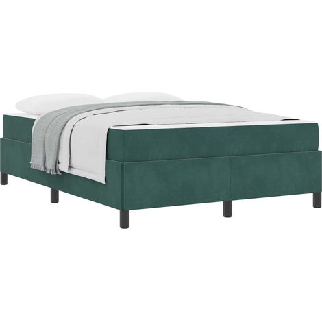 Bed Frame with Mattress Dark Green 160 x 200 cm Fabric vidaXL