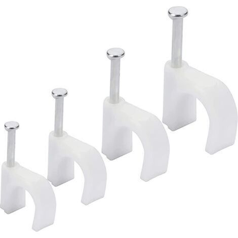 Câble Ethernet électrique (lot de 400), 6-10 mm - Serre-câbles électriques avec goujons en fer pour câbles Cat5, Cat6, RG6, RG59, RJ45 et TV