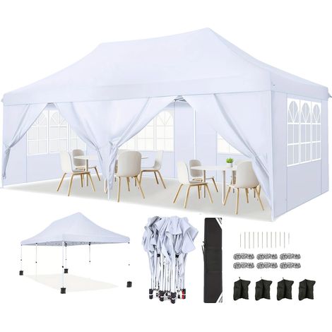 Abri de jardin pliant, étanche, murs amovibles, Blanc, 3x6M (1/2)