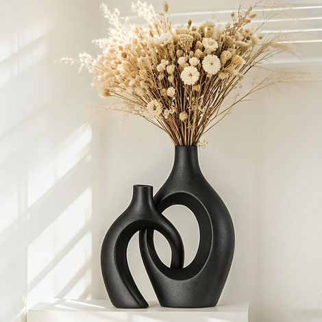 Ensemble 2 Vases Céramique Creux Amélioré, Grand Vase Moderne Déco Nordique (1/5)