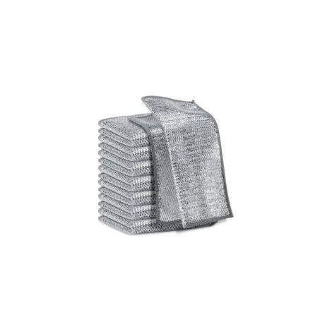 Torchons à Vaisselle en Fil Multi-usages pour Humide et Sec - Chiffons de Nettoyage en Fil Métallique à Double Couche (10 Pièces, 20 x 20 cm)