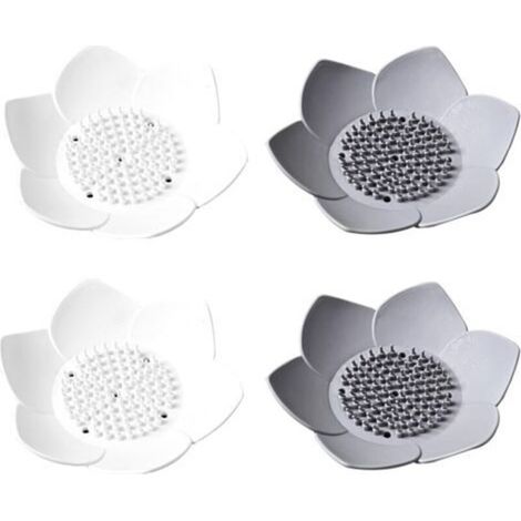 Seifenschale in Blumenform, Kreative Seifenschale, Silikon-Seifenschale, Seifenschale für den Abfluss, 4-teiliges Badezimmer-Accessoire-Set (1/4)
