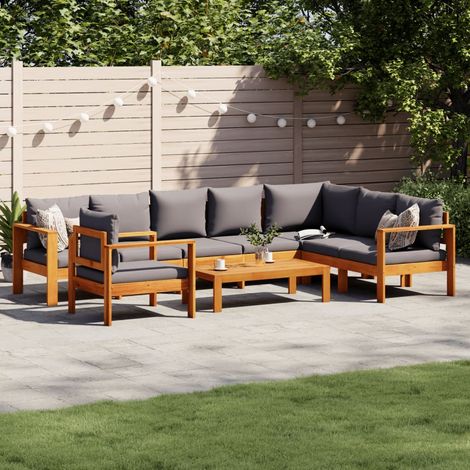 Salon de jardin avec coussins 6 pcs bois d'acacia solide (1/5)