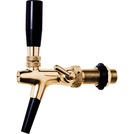 Zapfhahn, Kompensatorhahn, Bierzapfhahn, Schankhahn - vergoldet, 10 mm Ausführung, Gewindelänge: 35 mm