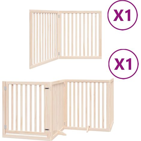 Barrière de sécurité pour chien animaux de compagnie avec porte pliable 6 panneaux bois peuplier marron