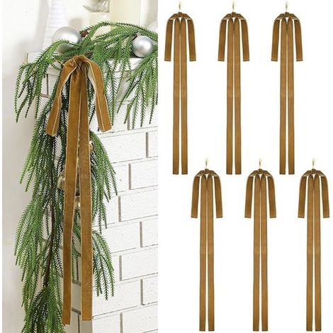 Set di 6 archi natalizi, decorazioni natalizie, archi per albero di Natale in velluto 40 x 65 cm in stile rustico, decorazioni natalizie per Natale (1/4)