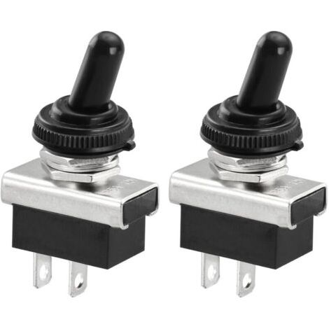 Metal toggle switch 12V 25A SPST On/Off 2-position 2-pole for automotive dashboard lighting with waterproof cap