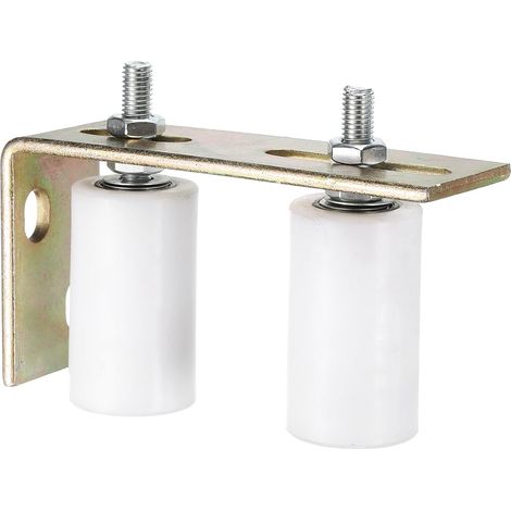 2pcs Galet Guide pour Portail Coulissant 40x70mm, M10 Roulette Nylon avec Équerre Guide au Sol pour Porte Grange Coulissante, Roue Universel avec Roulement à Billes Scellé, Blanc (1/5)