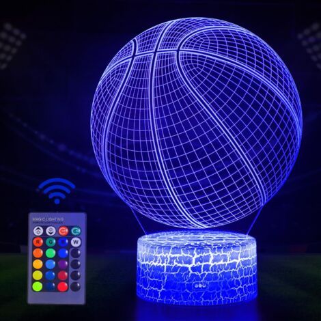 Veilleuse de basket-ball pour enfants, lumière d'illusion 3D, lumière LED avec télécommande, 16 couleurs changeantes, cadeau de Noël pour filles, décoration de chambre pour garçons (1/5)