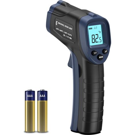Thermomètre infrarouge -50 ℃ 600 ℃ Taille compacte Thermomètre laser sans contact Pistolet Écran LCD rétroéclairé Émissivité réglable - pour réparation de véhicules/cuisine/alimentation (1/5)