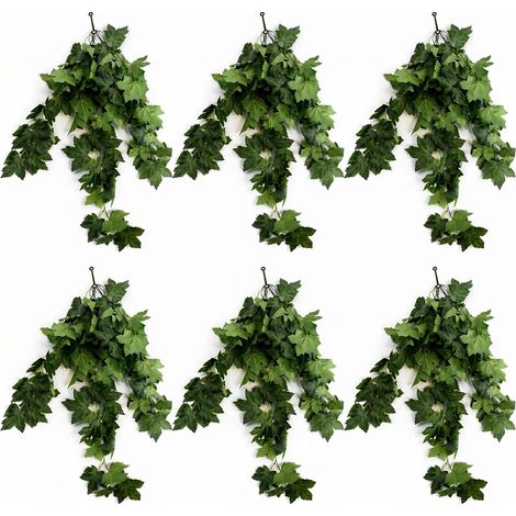 Pack of 6 x 70cm Artificial Trailing Grape Ivy Plant Faux Hanging Foliage - Green (1/5)