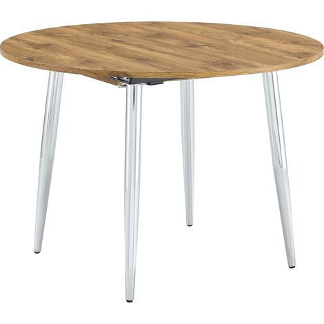 Table à manger ronde extensible de 107 à 137 cm, plateau en MDF effet bois, pieds métal, idéale pour petits espaces et repas conviviaux CHICFURN (1/5)