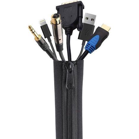 50 cm - Organisateur de câbles - Chemin de câbles pour TV et bureau - Support et cache-câbles - Gestion des câbles - Protection des fils - Noir (1/5)