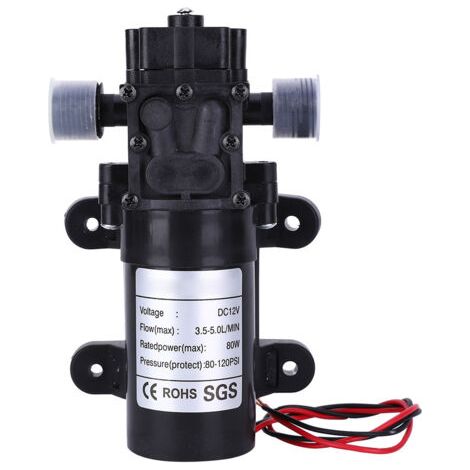Pompe de pulvérisateur auto-amorçante de pompe à diaphragme de DC 12 V, bateau de Camping de caravane auto-amorçant de pompe à eau haute pression 120Psi 3-5L/Min 80W (1/5)