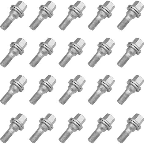 20pcs Boulon Roue Vis M12x1,25 9817024580 pour C2 C3 C4 C5 C6 DS3 DS4 DS5 Berlingo SAXO XSARA Jumper 206 207 306 307 308 3008 5008 boulons de roue essieu arrière essieu avant (1/5)