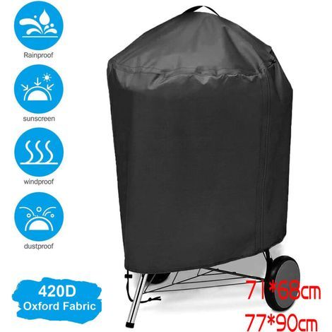 Housse Barbecue Ronde - Acier Inoxydable 420D Argenté - Résistante Pluie Poussière Soleil - 105 x 49 x 102 cm - 1 Pièce (1/5)