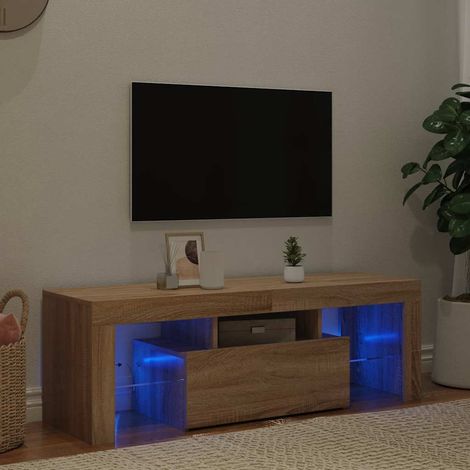 Mueble de TV con luces LED roble 120x35x40 cm