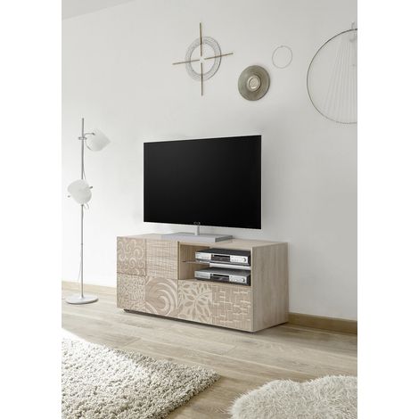 Meuble TV moderne 122 cm chêne samoa Orlane (1/5)
