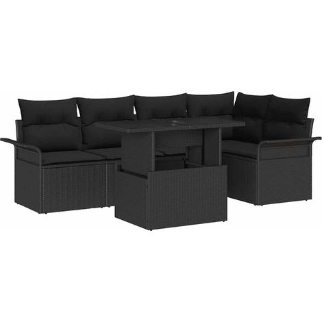 Maison Exclusive - Gartensofa-set mit Kissen 6 pcs Schwarz Poly-R