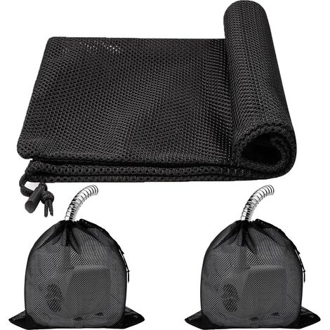 2 Pièces Sac de Barrière de Pompe, 45 x 45 cm Sacs Filtrant pour Pompe de Bassin, Sac Filtrant Pompes avec Cordon Serrage, Noir Sacs en Filet de Filtre de Pompes en Maille pour Aquariums, Jardins (1/5)