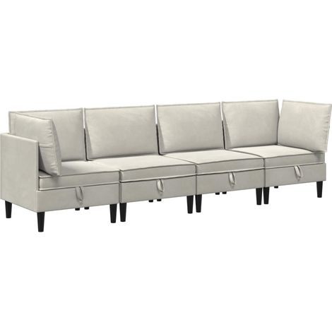 Ensemble de meubles pour le salon 4 pc Crème Velours vidaXL