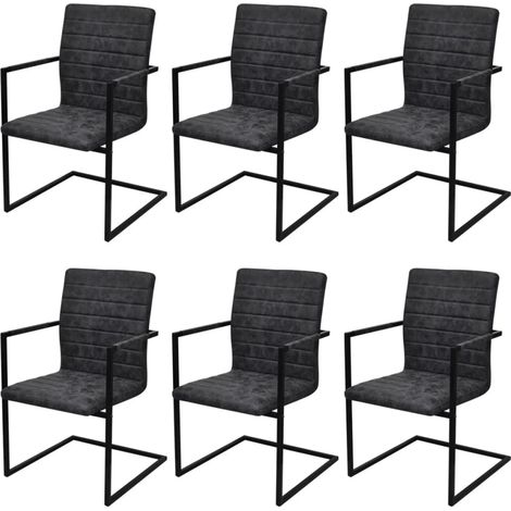 Freischwinger 6 Stk. Schwarz Kunstleder